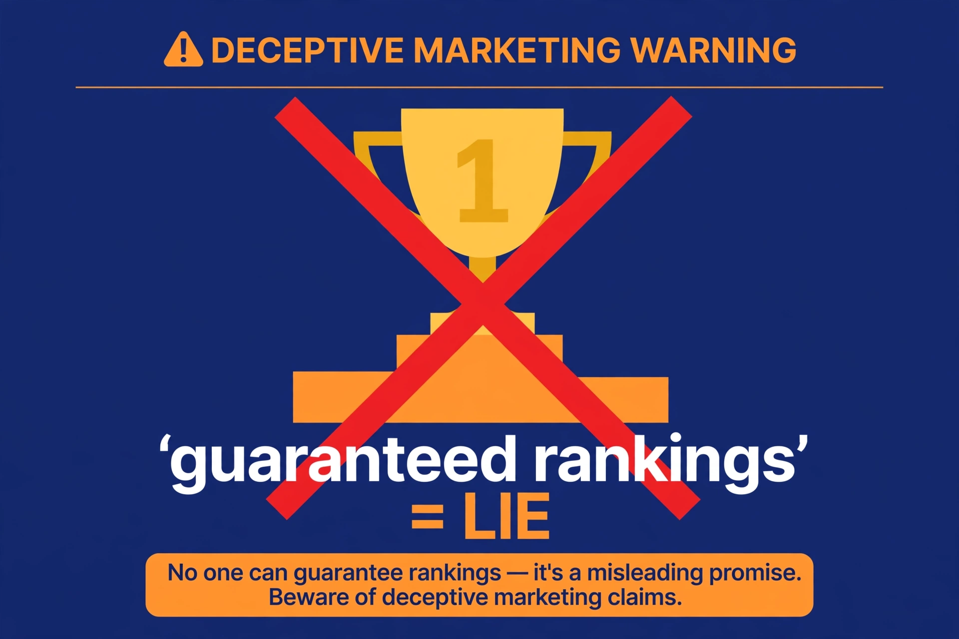 Why guaranteed number one rankings are a lie - crossed out trophy