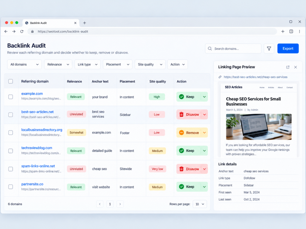 Audit each referring domain