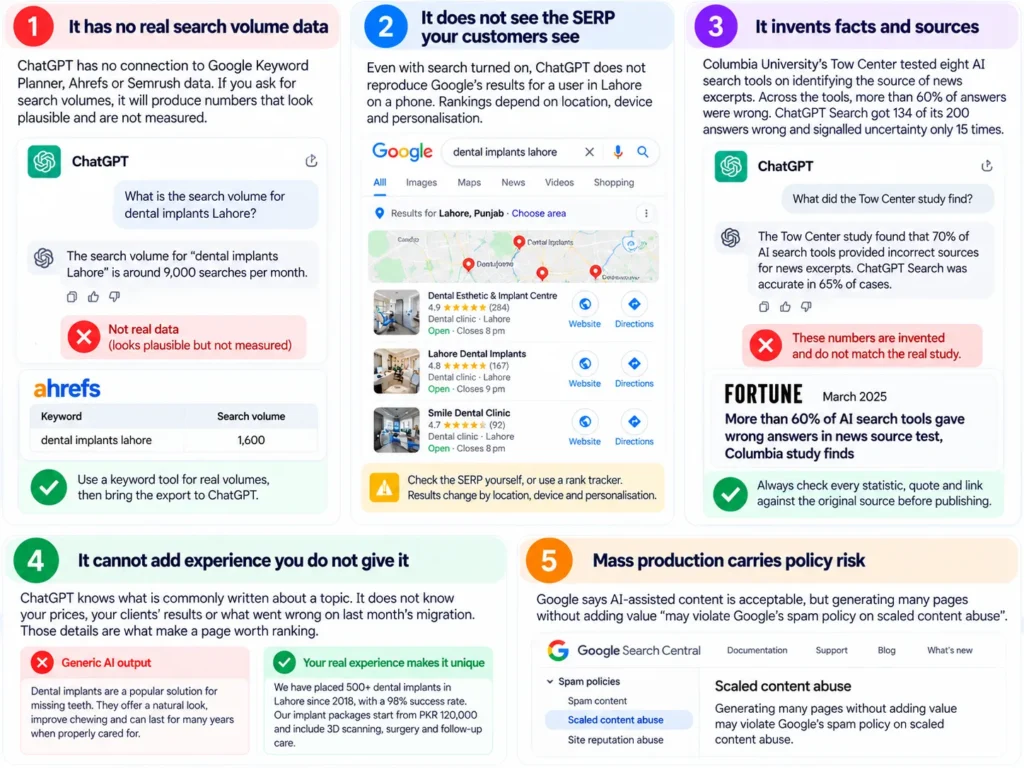 ChatGPT SEO Limitations Infographic
