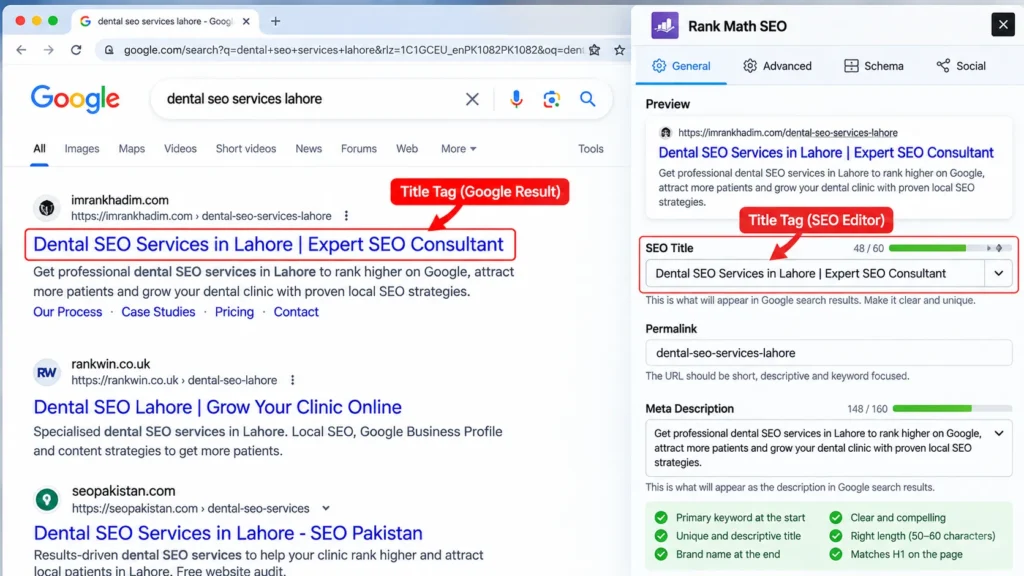 Write a clear, specific title tag on-page