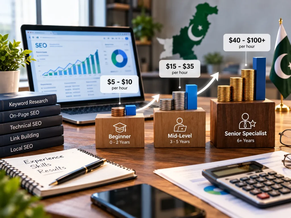 SEO consultant hourly rates in Pakistan by experience