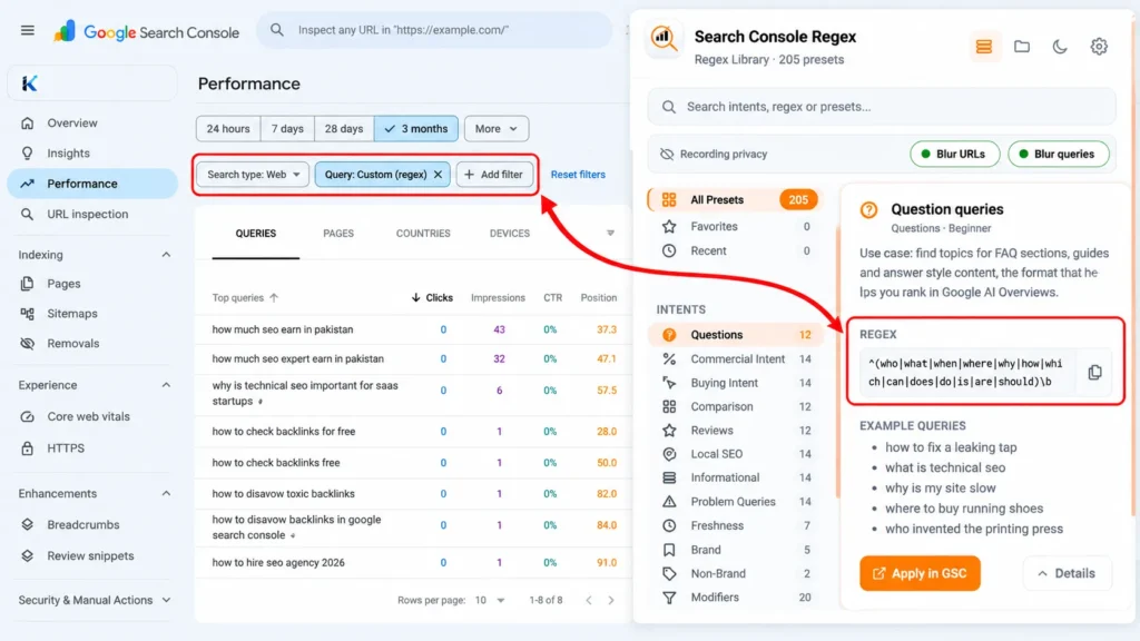 Search Console Regex Tutorial Composite Question queries