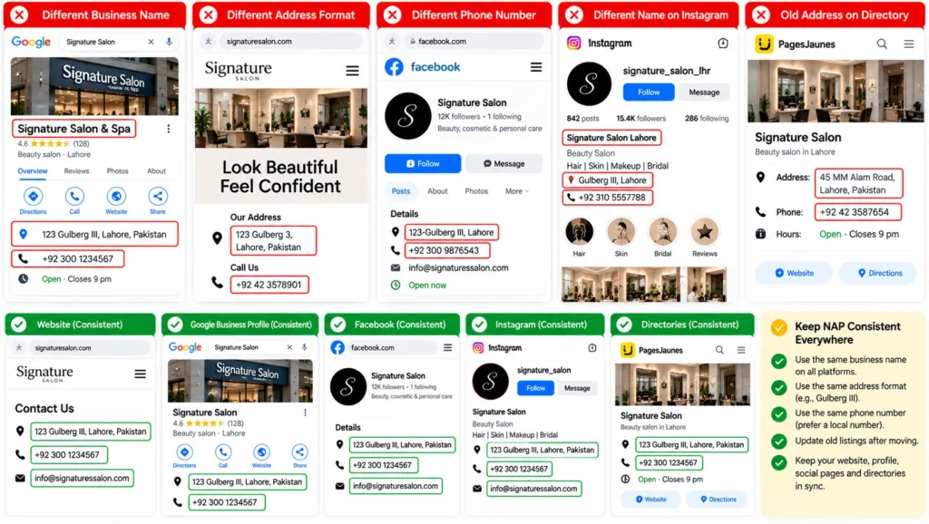 Showing different details across the web